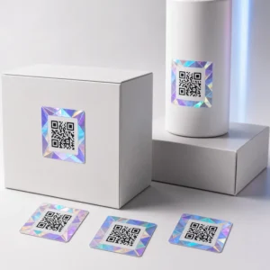 Prism Frame Holographic QR Code Sticker Labels Roll Supply for Product Identification Packaging