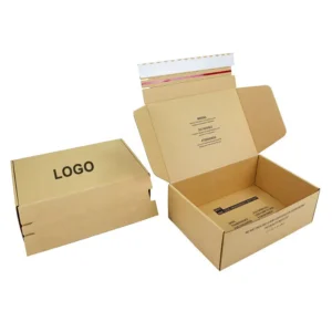 Private Logo Paper Ecommerce Corrugated Shipping Adhesive Tear Strip Open Postal Box Custom Rigid Mailer Box
