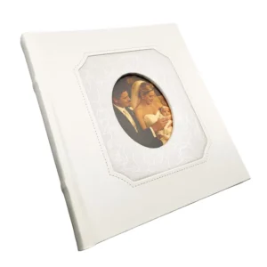 Professional Studio Photo Album with White PU Cover, Breathable Non-woven Pockets, Waterproof Heavy Duty