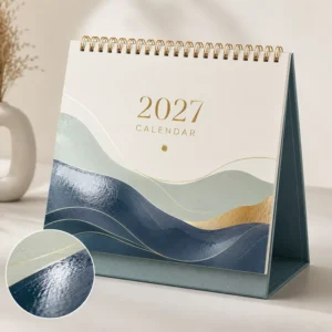 Promotion Custom Photo Frame Calendar Office Gift Saddle Stitch Spiral Binding Daily Monthly Printing Desk Calendar