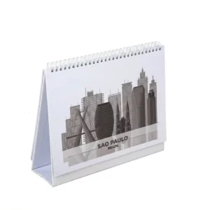 Promotional Custom Logo Printed Vertical Horizontal Spiral Wire Monthly Stand Flip Long Unique Table Desk Calendar
