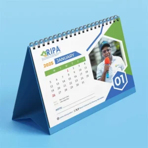Promotional Durable Desk Flip Calendar Paper Material Digital Printing Clock Function