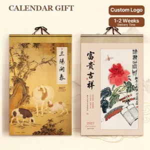 Promotional Traditional Chinese Lunar Calendar Custom Logo Red Hanging FOOK Calendar for Business Gifts