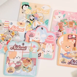 Puffy Crystal Sakura Festival Cat Panda Corgi Animal Stickers
