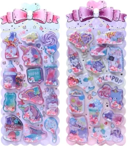 Puffy Stickers 2 Sheets Decorative Shaker Stickers 3D Cartoon Cute Characters (C)