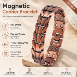 Pure Copper Magnetic Therapy Jewelry Vintage Dragon Pattern Chain Link Bracelet
