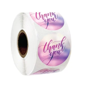 Purple to Pink Gradient Round Sticker Roll for Dessert Packaging Boxes