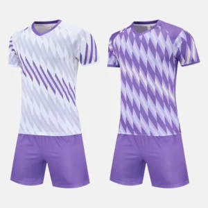 Quick Dry Sublimated Soccer Jersey Tracksuit for Men White and Purple Training Uniform