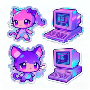 Rainbow Holographic Outdoor UV-Proof Waterproof Adhesive Glitter Die-Cut Logo Stickers