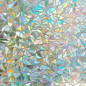 Rainbow Stained Glass Privacy Window Film with Prism Effect, No-Glue, Anti-UV