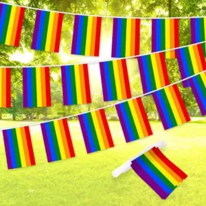 Rainbow String Bunting Garland Colorful Stripes Flag Banner Indoor Outdoor LGBT Festival Party Decoration