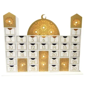 Ramadan Calendar Advent Calendar for Filling with LED Light Drawer Boxes Eid Mubarak Decoration Wooden Ramadan Advent Calendar