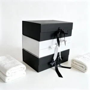 Ready Stock Luxury Ribbon Gift Box Custom Logo Rigid Paper Packaging Box For Apparel Cosmetics Jewelry Gifts