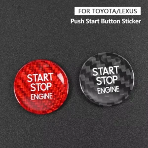Real Carbon Fiber Start Stop Engine Push Button Sticker Cover Fit for Ignition Switch Interior Decor Cap Black
