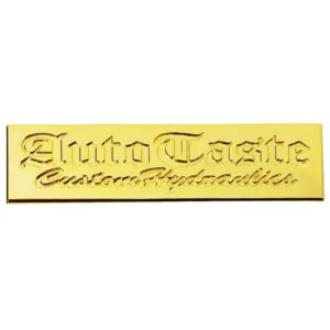Rectangle Shape Gold Letter Car Emblems Zinc Alloy Custom Design Car Grill 3d Sticker Badge Plate
