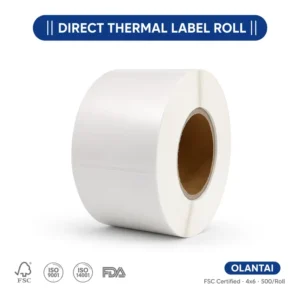 Recyclable 4×6 Direct Thermal Shipping Label Roll Waterproof Barcode Stickers