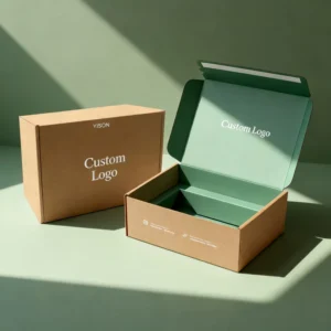Recyclable Corrugated Cardboard Foldable Slotted Flat Shipping Mailer Box with Tear Strip and Embossing