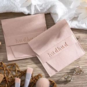 Recyclable Custom Logo Microfiber Jewelry Gift Bag, Envelope Style Pouch for Bracelets and Rings