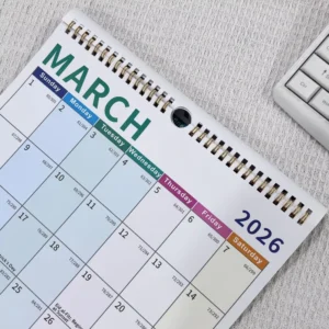 Recyclable Vertical Tearable Hanging Calendar 18-Month Colorful Macaron Design