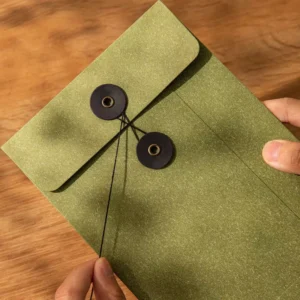 Recycled Custom Small Square Black Kraft Paper Invitation Envelope with Button String Closure