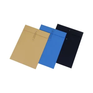 Recycled Custom Square Small Black Kraft Paper Invitation Envelope with Button String Closure