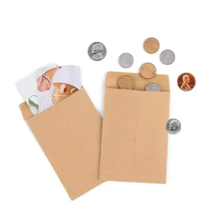 Recycled Folded Brown Kraft Paper Envelopes with Customized Size and Logo for Cash Cards and Letter Packaging