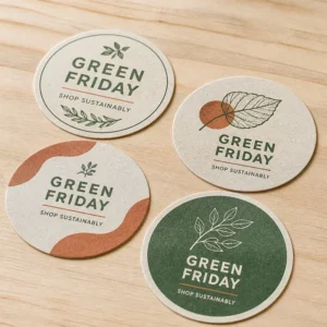 Recycled Paper Adhesive Labels Minimalist Green Promotion Stickers for Glass Bottle Packaging