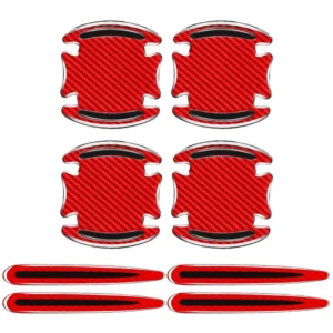 Red 3D Domed Plastic Door Bowl Reflective Anti-Collision Decal Trim Protector Universal Car
