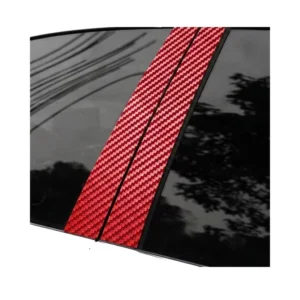 Red 3D PVC Car B-Pillar Waterproof Window Pillar Trim Decals Professional Automotive Exterior Styling Protection Film 3-Year