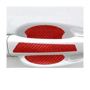 Red Carbon Fiber Car Door Handle Protection Film 3D Textured Door Bowl Stickers Anti-collision Styling Trim Self-adhesive