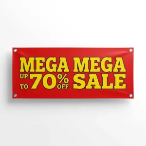 Red Yellow Mega Sale PVC Vinyl Banner Custom Waterproof Advertising Sign Portable Retail Window Display
