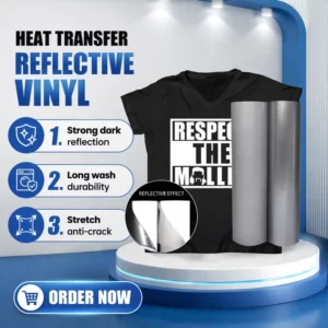 Reflective Heat Transfer Vinyl Custom Iron-On Silver Film High-Visibility Printed Logo Stickers for T-Shirt Safety Garments
