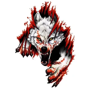 Reflective Red Wolf Head Hood Car Sticker