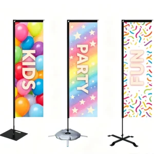 Reinforced Fiberglass Outdoor Square Flag Banner with Weatherproof Vinyl Print for Real Estate Home Showings