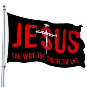 Religious Christ Jesus God Cross Flag 3×5 Ft Double-Sided Printed Polyester Lightweight Garden Outdoor Banner