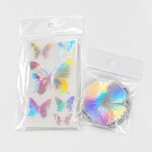 Removable Clear Waterproof Holographic PVC Die-Cut Vinyl Stickers and Anime Labels