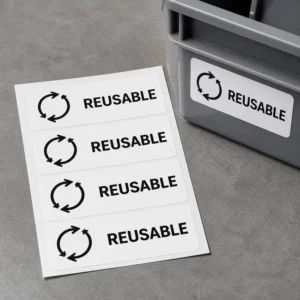 Removable No-Residue Repositionable Warehouse Bin Labels for Reusable Totes