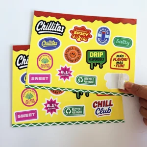 Removable PVC Vinyl Sticker Sheets with Custom Cartoon Full-Color Kiss-Cut Labels