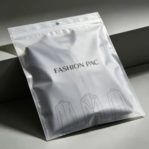 Resealable Frosted Ziplock Bags for Apparel, Transparent Plastic Packaging with Clothing Prints