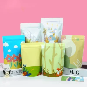 Resealable Logo-Printed Stand-Up Zip-Lock Plastic Food Packaging Pouch Bags