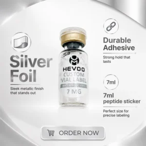 Research Vial Labels 7 mL Silver Foil Custom Durable Adhesive Labels for Small Bottles