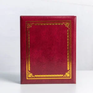 Retro 4×6-Inch 10x15cm Photo Album for 200 Photos with Gold Foil PU Leather Cover and Black Plastic Pages