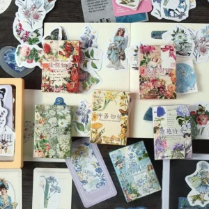Retro Coated Paper Flower and Plant Stickers for DIY Crafts