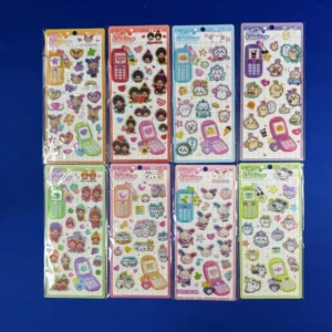 Retro Flip Phone Theme 3D Puffy Cartoon Character Stickers for Journals