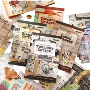Retro Literary Style Sticker Album Vintage Postage Stamp Ephemera for Journal DIY