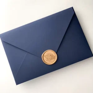 Retro Navy Wax Seal Envelope with Custom Patterns for Wedding Invitations