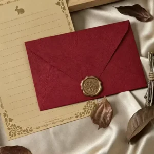 Retro Red Envelope with Custom Wax Seal Pattern for Wedding Invitations and Gifts