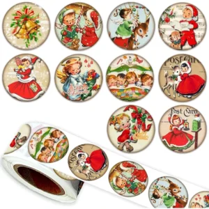Retro Victorian Christmas Deer Pattern Adhesive Stickers, Multi-Design