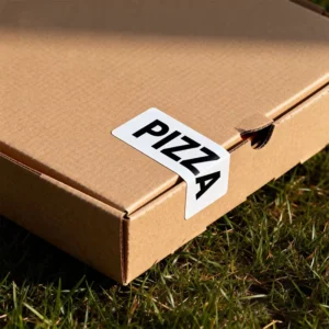 Reusable 1 x 3 Inch Red Tamper-Evident Food Delivery Label Sticker Roll for Pizza Boxes and Containers