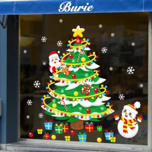Reusable Electrostatic Christmas Tree Window Clings for Glass, Double-Sided, Removable Decoration Decals